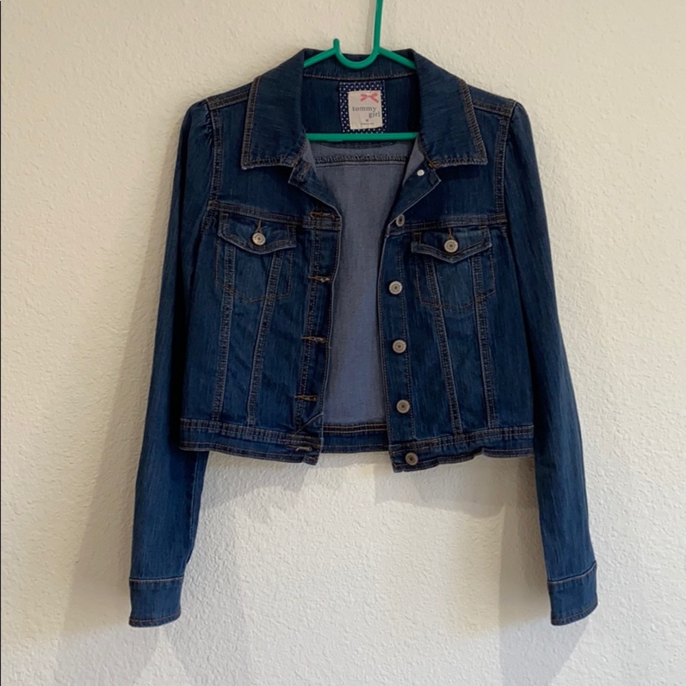 Tommy girl denim jean jacket with snaps & pockets